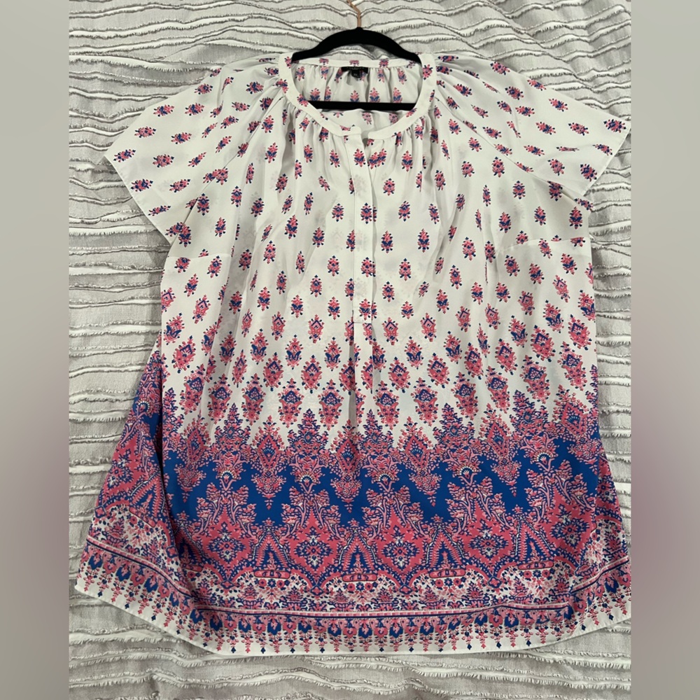 Talbots pink and white top